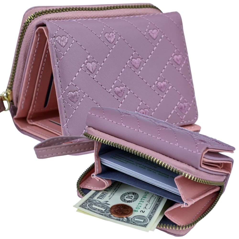 5959 Cute Leather Wallet Minimalist Kawaii Coin Purse with ID Window Travel - Picture 6 of 7